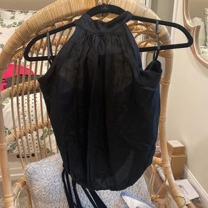 7 for all mankind black tie neck backless top size M
